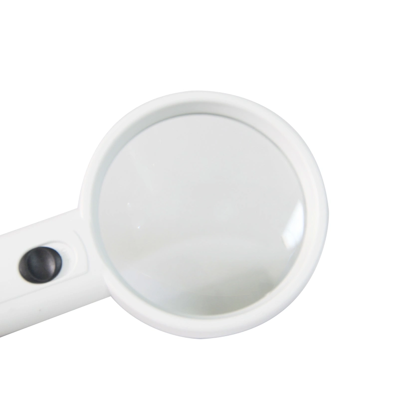 Best Selling White Plastic Handheld Pocket LED Magnifier Jewelry Magnifying Glass Loupe