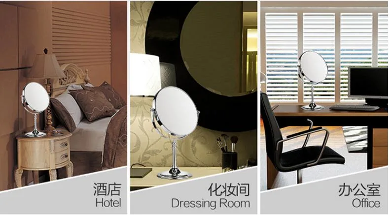 High Quality Double-Sided Stainless Steel Cosmetic Mirror with Magnifying Function