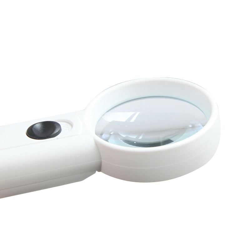 Hot Selling White Plastic Handheld Pocket LED Magnifier Jewelry Magnifying Glass Loupe