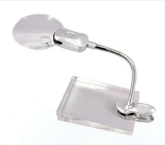 LED Lamp Magnifier Clip-on Desk Table Magnifying Glass Loupe