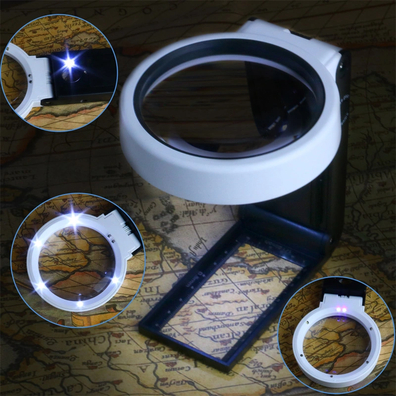 Round Magnifying Glass Lamp for Reading or Inspection 6X 25X Standing Magnifier Wholesale