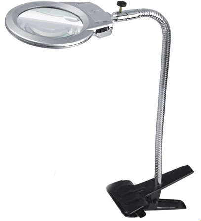 2.25X 5X 2LED Lights Clip-on Desktop Magnifier Magnifying Glass (BM-MG2035)
