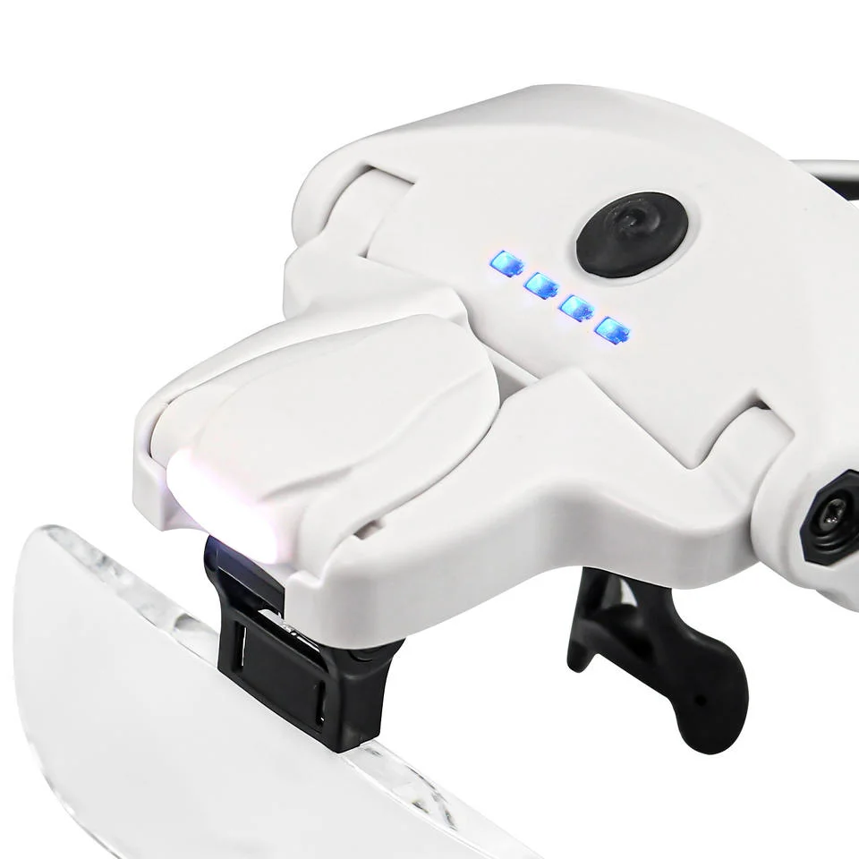 New Arrived Rechargeable 4LED Eyeglass Bracket Magnifier Head Wear Magnifying Glass