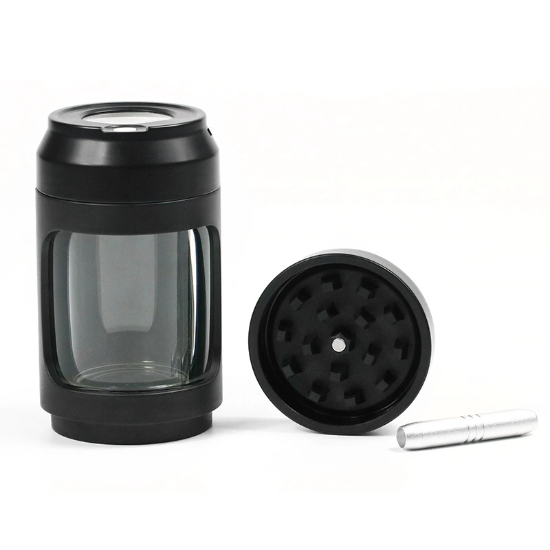 Wanchaung LED Transparent Storage Magnifying Glass Jars with Herbs Grinder