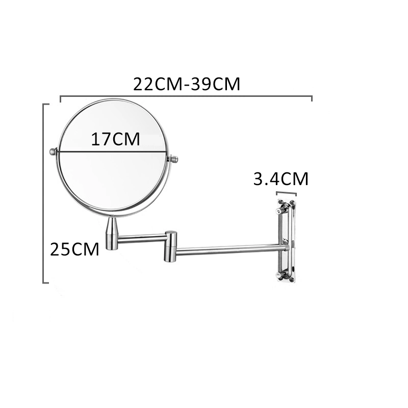 Customization Bathroom Double-Sided 2X/3X/5X Magnifying Folding Telescopic Wall Hanging Free Punching Beauty Mirror