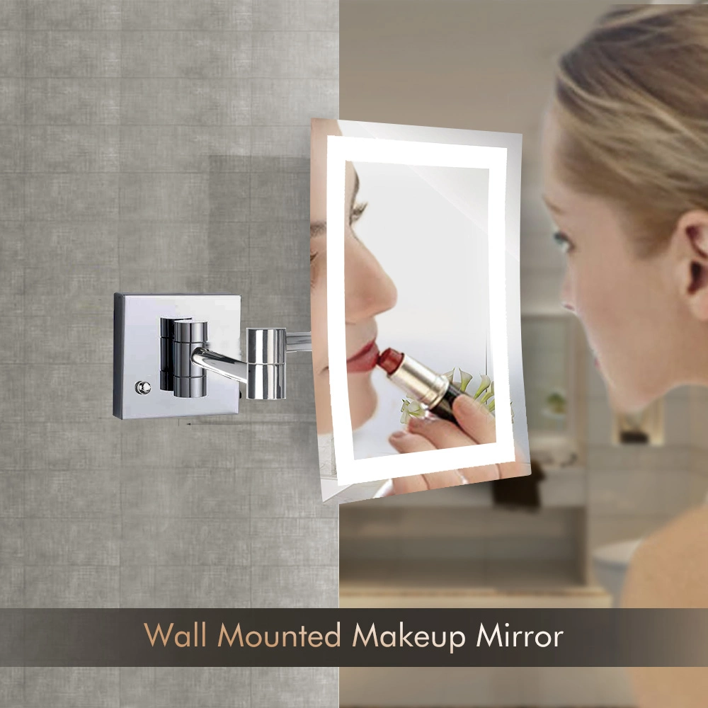 Rectangular Double Sides Wall Mounted Foldable LED Bathroom Makeup Mirror