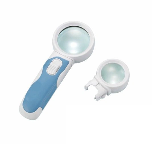 Interchangeable 10X/16X Handheld Magnifier 2 LED Magnifying Glass (BM-BG2018)