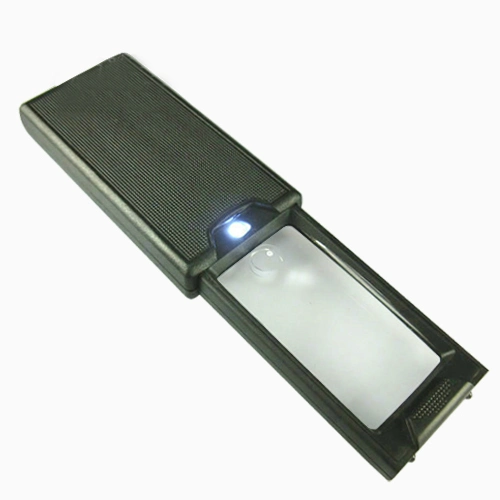 Rectangular Push-Pull Pocket Magnifying Glass with LED and UV Light Magnifier