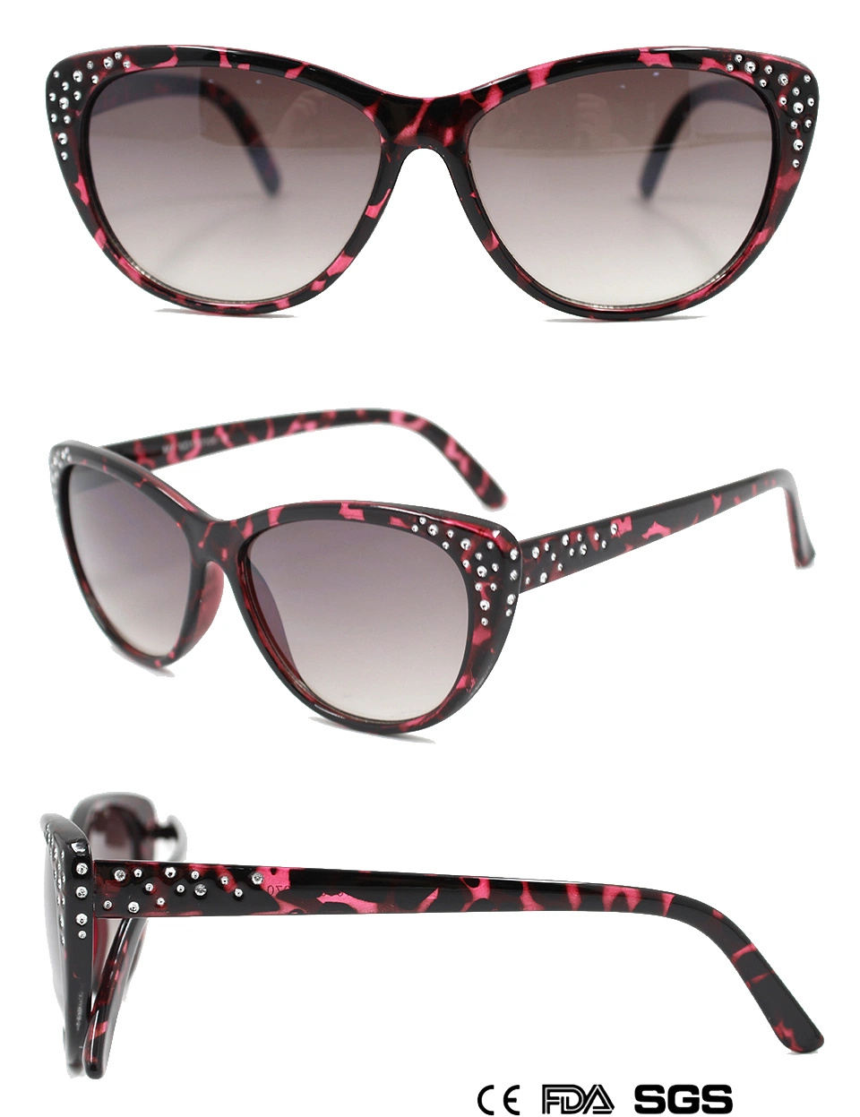 Diamond-Encrusted Lady&prime;s Cat-Eye Sunglasses (M11115)