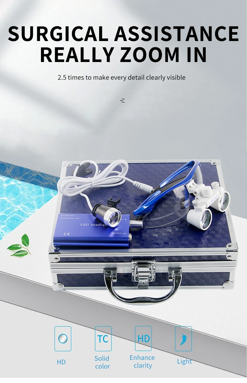 2.5X &amp; 3.5X Dental Loupes Magnifier with LED Light Medical Loupe Equipment