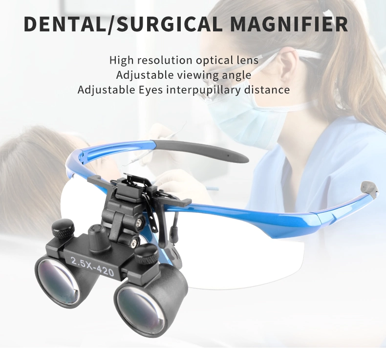 Dental 2.5X Metal Magnifying Glass Medical Surgical High Magnifying Glass with Cloth Box
