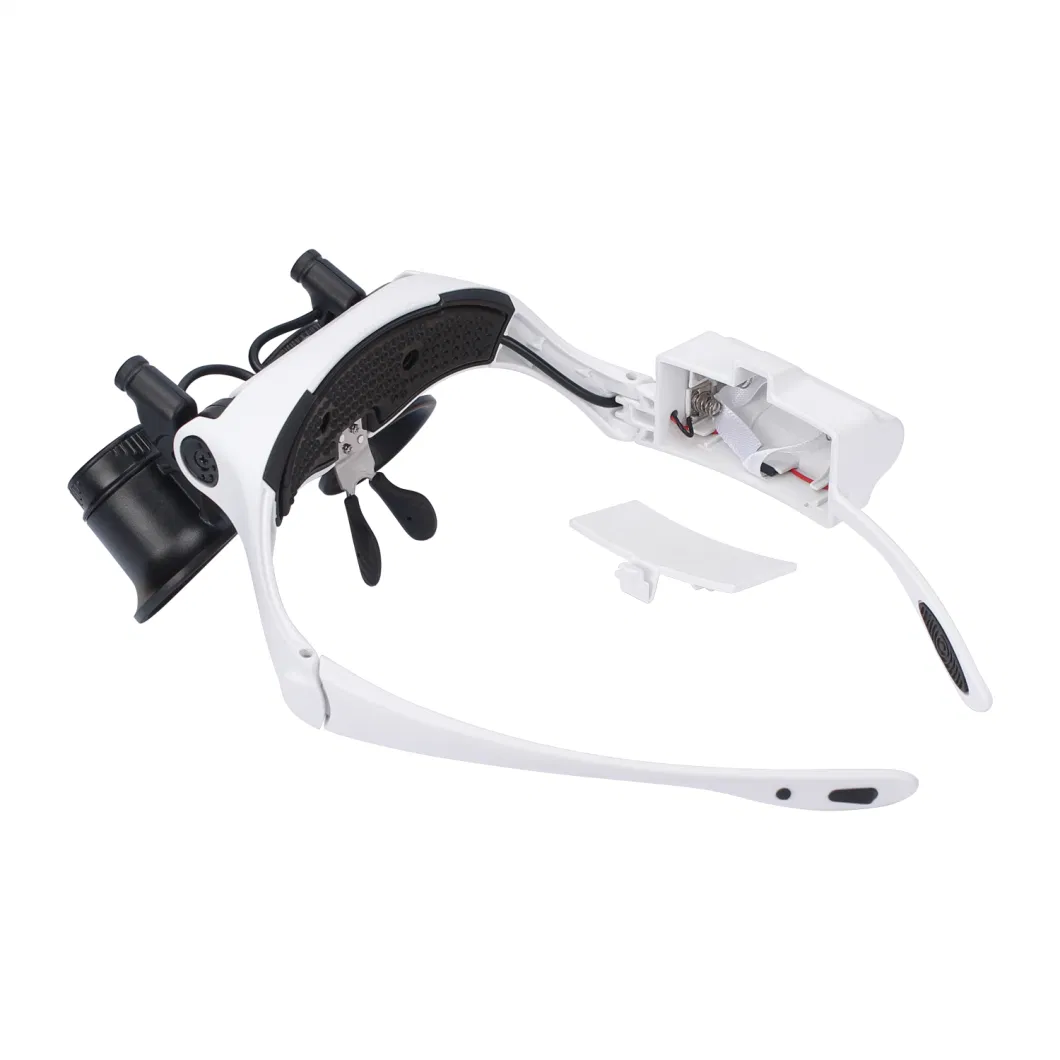 10X-15X-20X-25X LED Eyeglass Headband Visor Magnifier with LED Light Magnifying Glass 4 Lens (BM-MG3025)