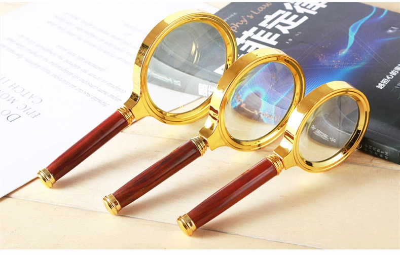 High Power 7X Reading Hand-Held Wooden Handle Magnifying Glass