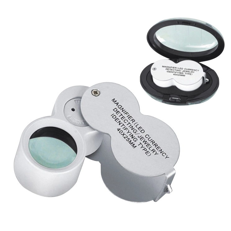 Folding Portable Magnifying Glass with LED UV Light Jewelers Loupe Magnifier