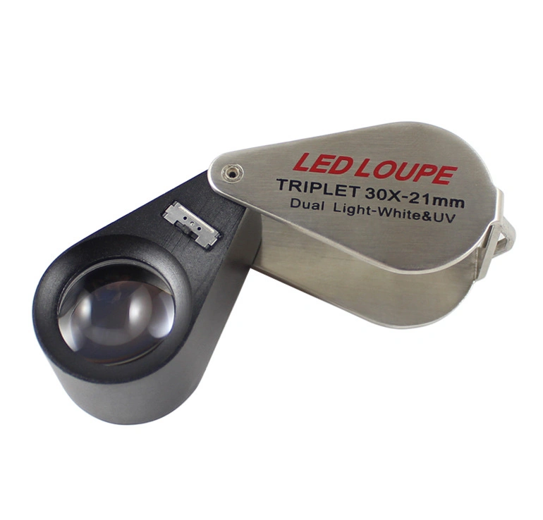 LED Light 30X Loupe with UV Jewelry Loupe Magnifier with LED&UV Lights Magnifying Glass for Jewellery Identification