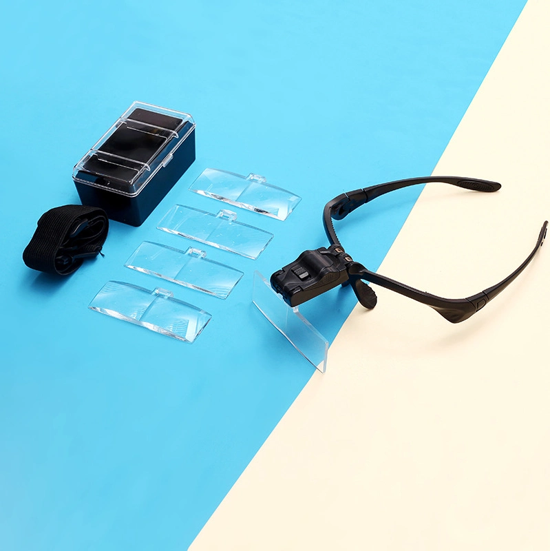 Head-Mounted Glasses Magnifying Glass with LED Light Watch Repair Magnifying