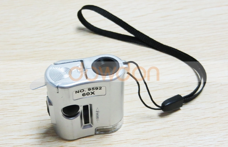 60X Mini Microscope Loupe LED Lighted Jewelry Magnifier Money Detector