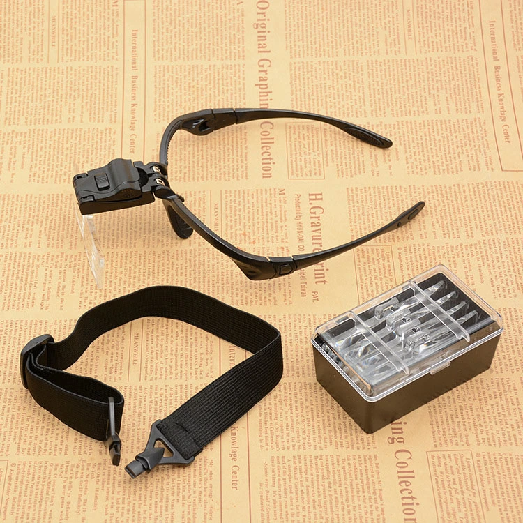 Head-Mounted Glasses Magnifying Glass with LED Light Watch Repair Magnifying