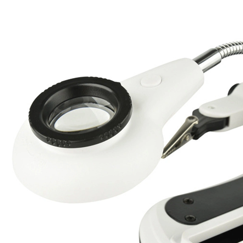 Big Lens Helping Hand Magnifier LED Auxiliary Clip Desk Lamp Magnifier for Repairing PCB DIY Soldering Work