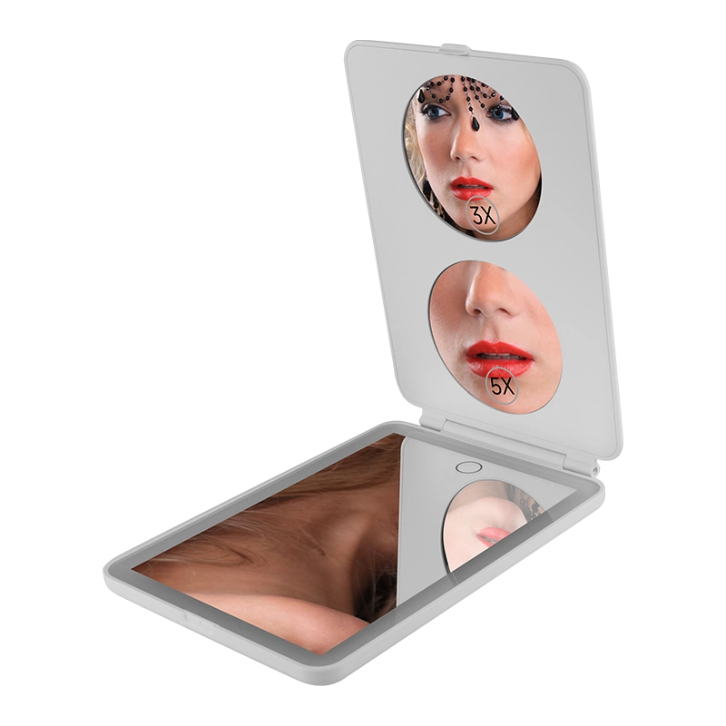 Women Foldable Makeup Mirrors 1X/3X/5X Magnification Cosmetic Folding Portable Mirror with LED Lights
