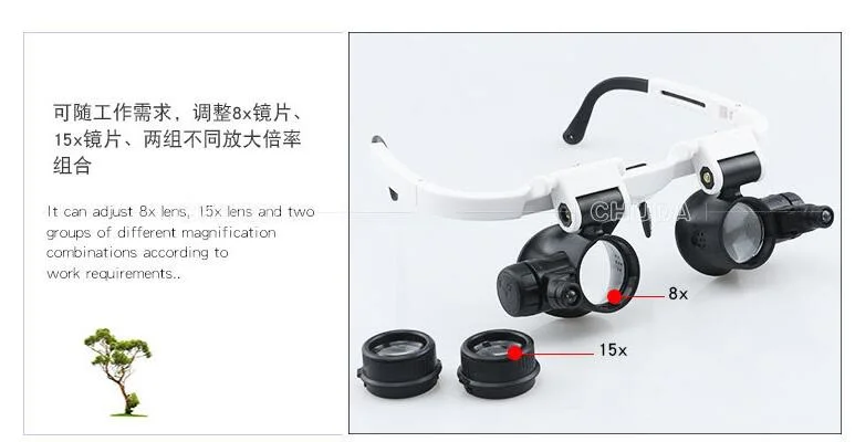 Eyeglasses Type Clock Repair Magnifier with LED 25X- 9892h-1