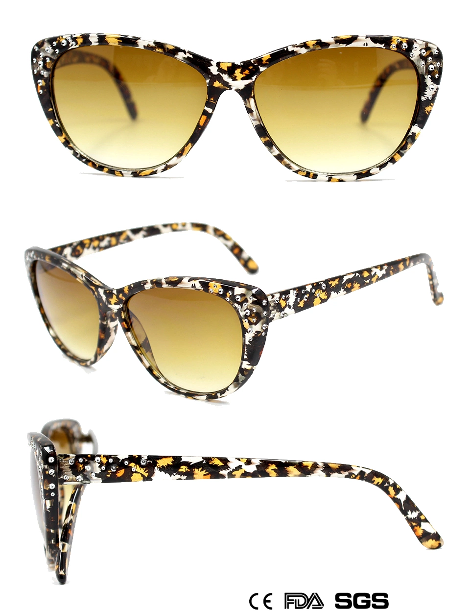 Diamond-Encrusted Lady&prime;s Cat-Eye Sunglasses (M11115)