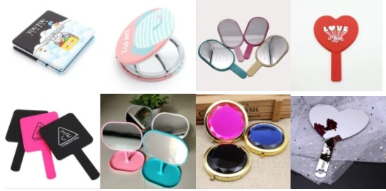 PU Round Pocket Mirror Personalized Folding Magnifying Makeup Mirror Cosmetic Custom Logo PU Round Compact Mirror