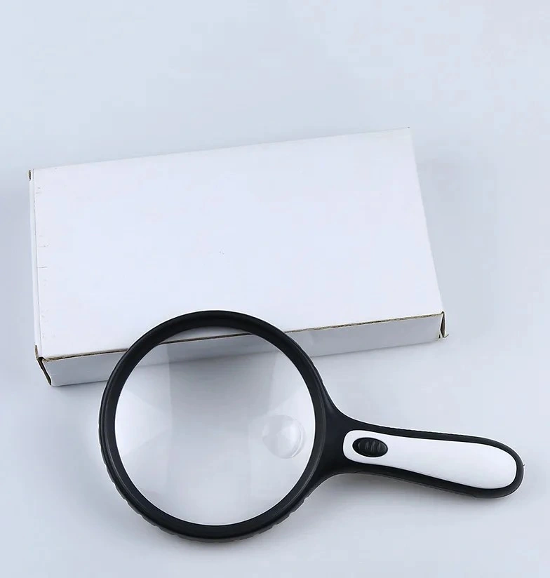 New Large Handheld Reading 4 LED Lights Optical Len Magnifying Glass