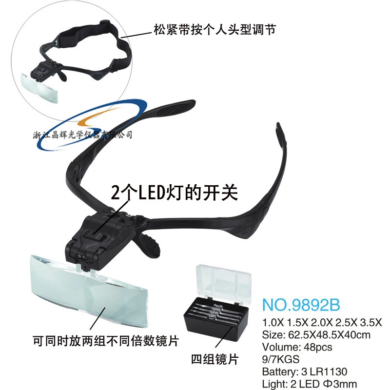 9892b2 Headband Magnifying Glass with LED Lamp Magnifier for Beekeeping