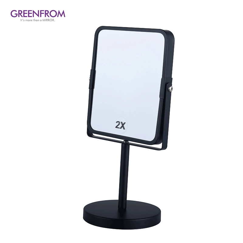 Tabletop 1X 2X Magnifying Double Sides Rectangular Metal Makeup Mirror