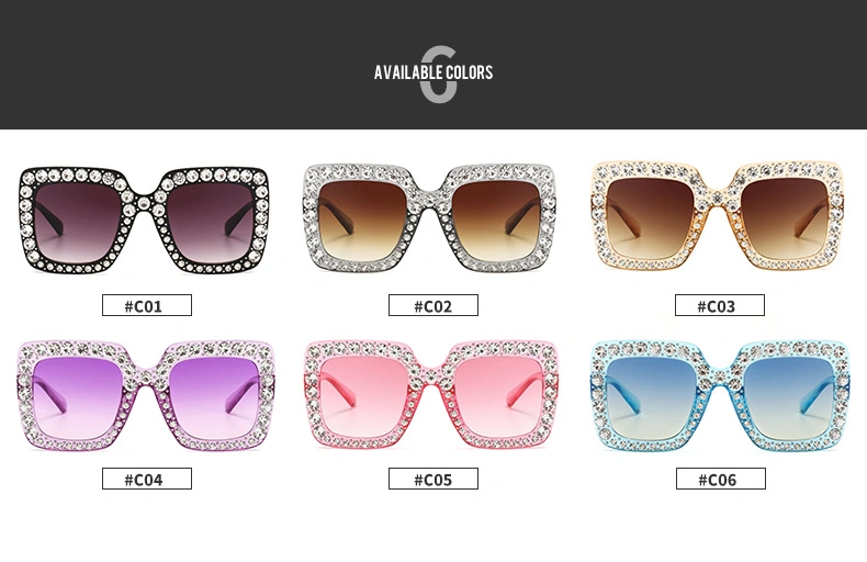 2023 Fashion 100% UVA Protection Designer Sunglasses with Diamonds for Women