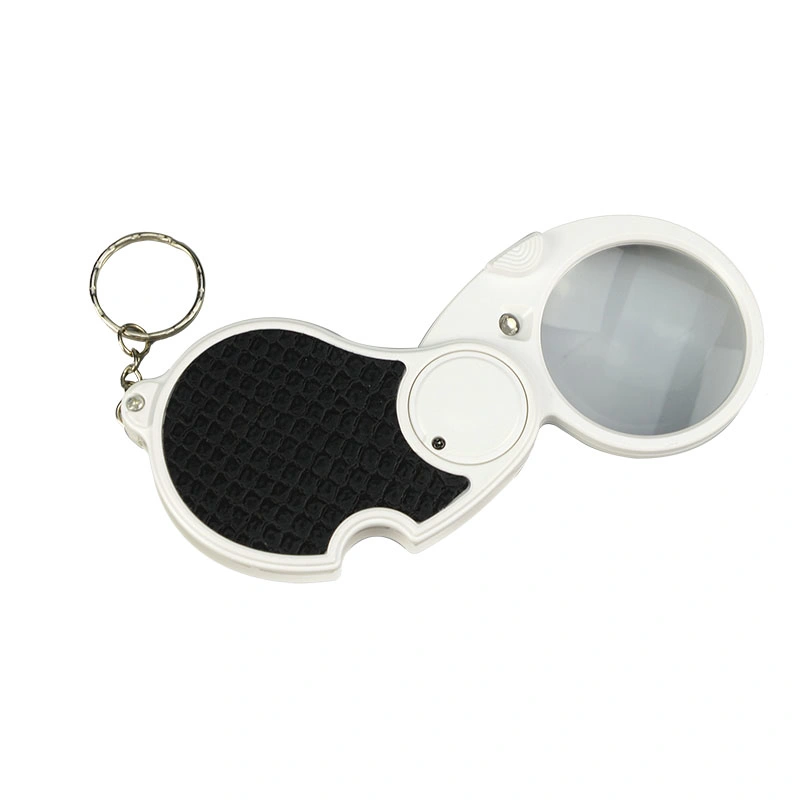 Rotatable Keychain Folding Pocket Portable Key Chain Magnifying Glass Jewelry Loupe Magnifier