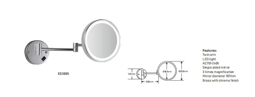 Hotel Custom Durable Black 4X Magnifying Makeup Mirror