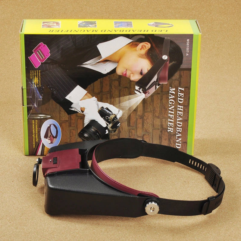 Adjustable Band LED Light Head Lamp Headband Magnifier Magnifying Glass
