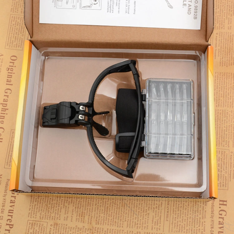 9892b2 Headband Magnifying Glass with LED Lamp Magnifier for Beekeeping