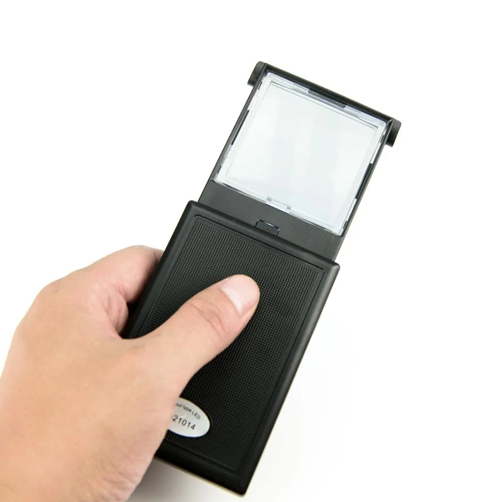 Pocket Square Lens Slide out Card Magnifier Magnifying Glass with LED Light