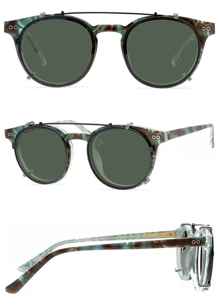 Clip on Sunglasses Polarized Lens Men Women Johnny Depp Glasses Luxury Brand Vintage Milan Acetate Glasses Frame Top Quality