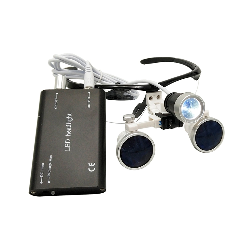 Dental Binocular Loupe 2.5X/3.5X Headband Ajustable LED Headlight Surgical Headlamp Dentistry Binocular Magnifier