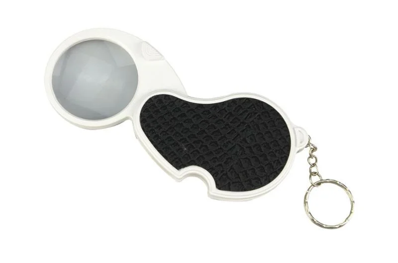LED Light Rotatable Keychain Jewelry Loupe Magnifying Glass