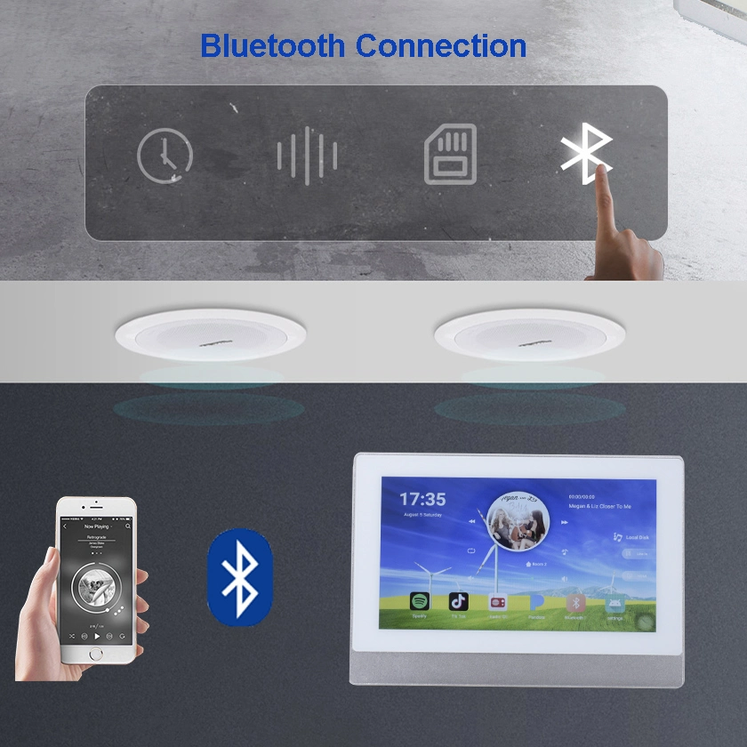 Home Theater with USB, TF, FM Radio, Wireless WiFi Network Android Bluetooth Wall Amplifier with 6 Inch Ceiling Speakers