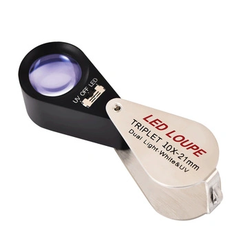 10X Jewelry Loupe 21mm Lens Magnifier with LED and UV Magnifying Glass