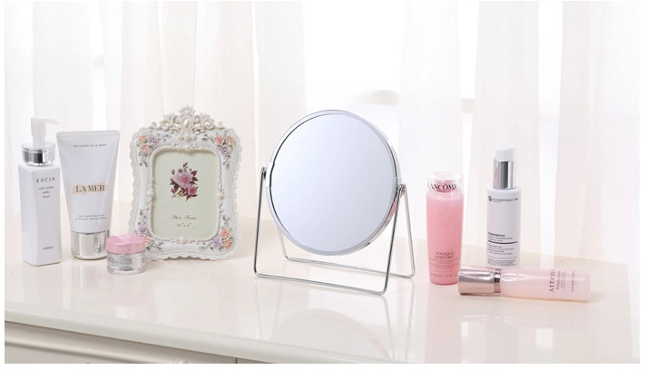 Household Stainless Steel Stand Makeup Magnifying Table Mirror Plastic Surface Galvanization Mirror Cosmetic Mirror Bathroom Mirror
