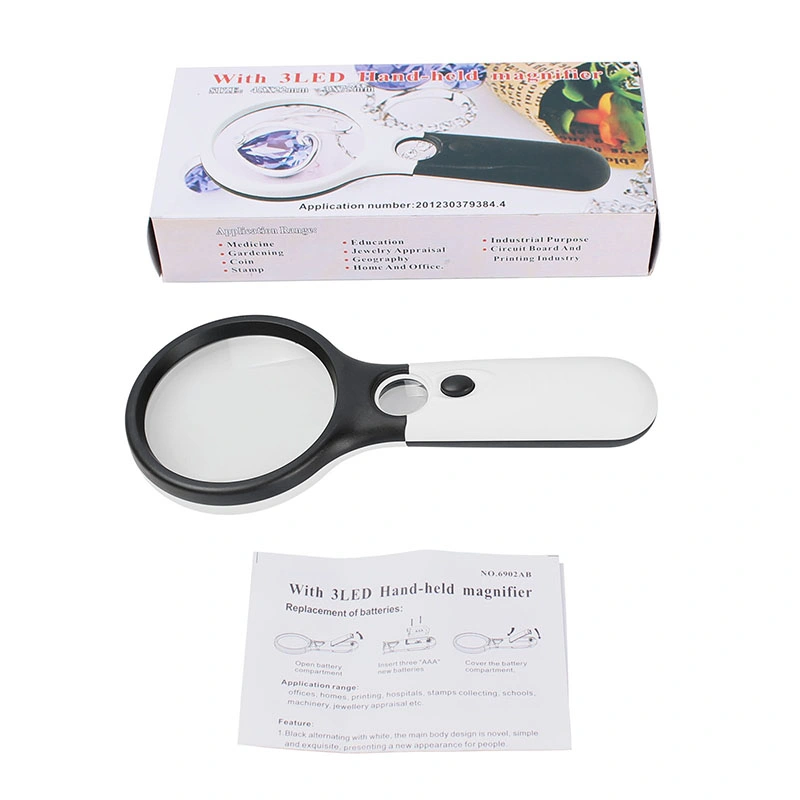 Large Acrylic Optical Lens Magnifier LED Handheld Magnifying Glass (BM-MG4117)