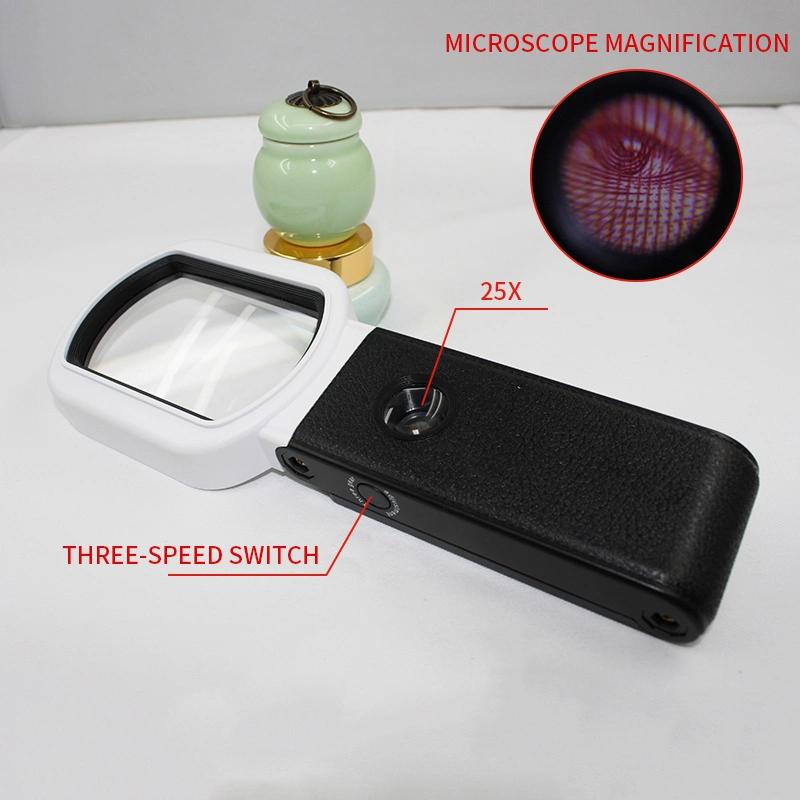 Multifunction Handheld Magnifier with LED and UV Light High Magnification with Scale on Stand Magnifying Glass