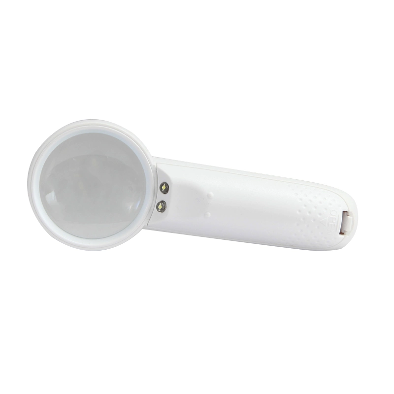 Hot Selling White Plastic Handheld Pocket LED Magnifier Jewelry Magnifying Glass Loupe