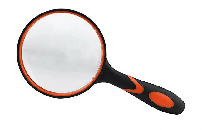 Dual Color Handheld Magnifying Glass, Rubber Handle, Portable Magnifying Glass