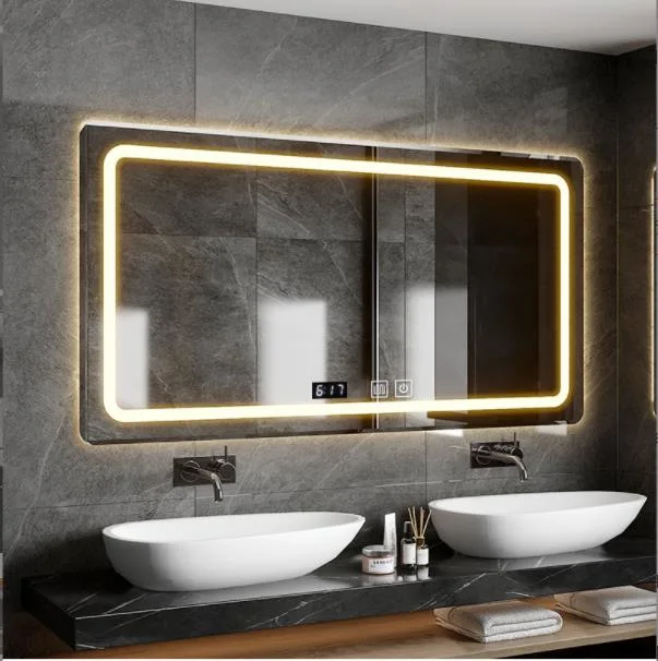 Irregular Rectangle Mirrors Illuminated Aluminium Mirror Bathroom LED Mirror