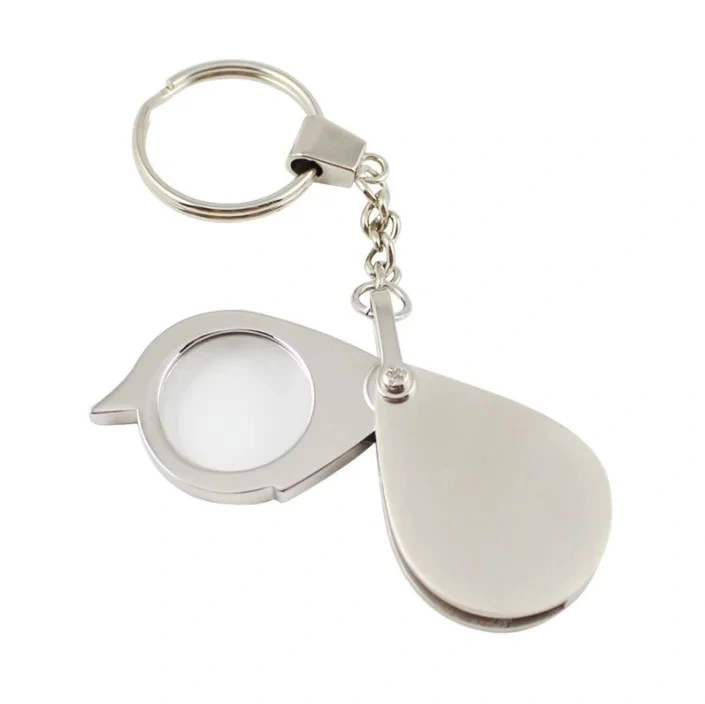 Portable All Metal Movable Handle 30mm Foldable Pocket Magnifying Glass with Keychain