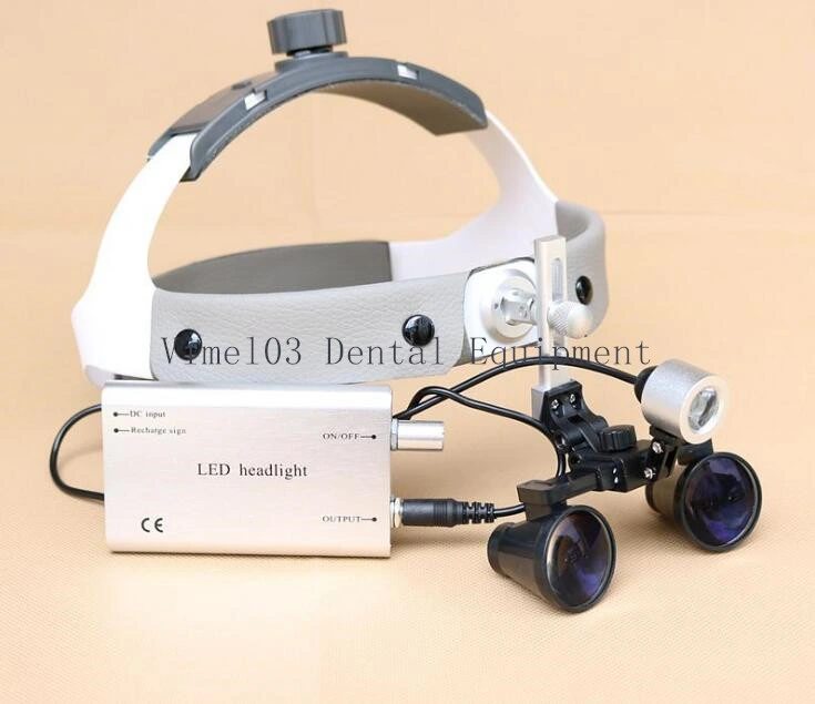 Dental LED Headlight Lamp 3.5X Binocular Loupe Magnifier Glasses 420mm