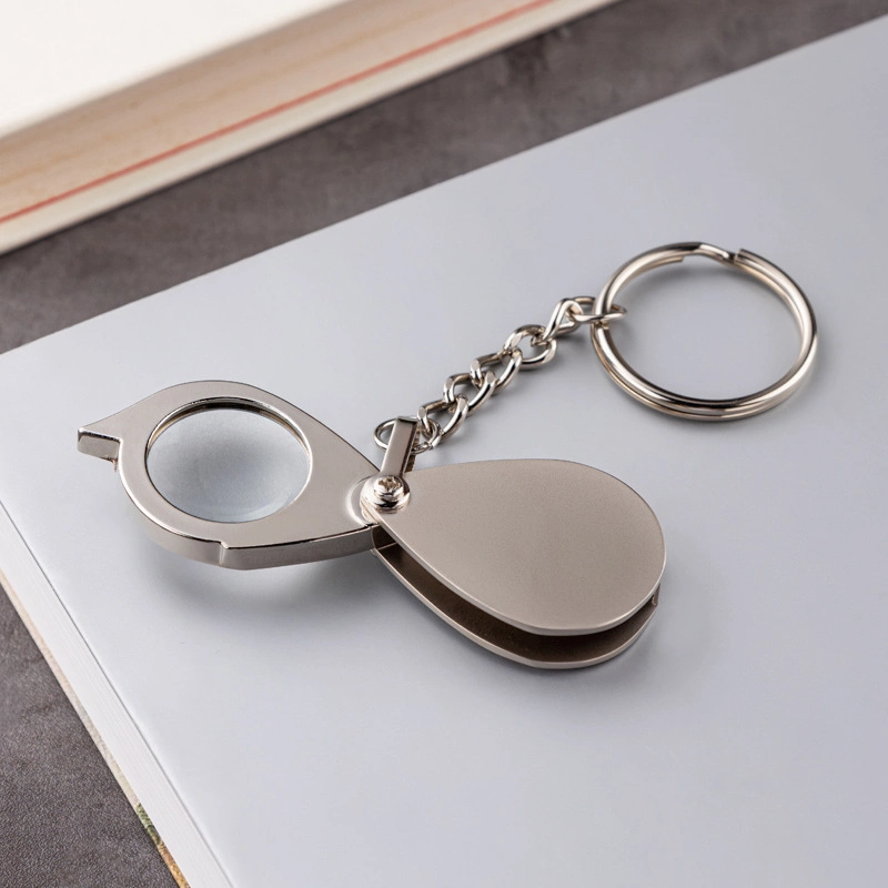 Portable All Metal Movable Handle 30mm Foldable Pocket Magnifying Glass with Keychain